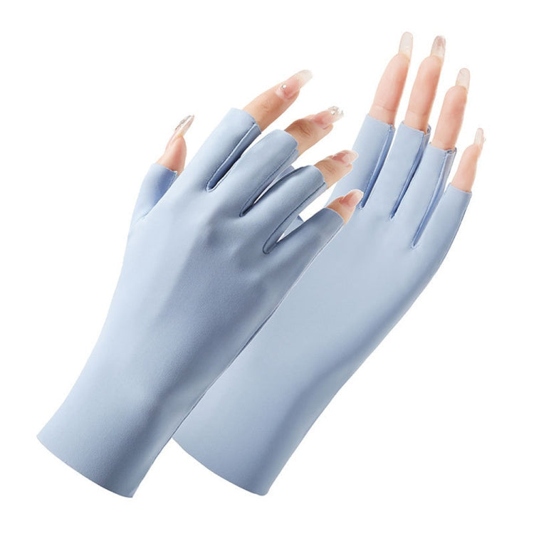 Ladies Sunscreen Gloves Half Finger Ice Silk Gloves,Style: Reluova