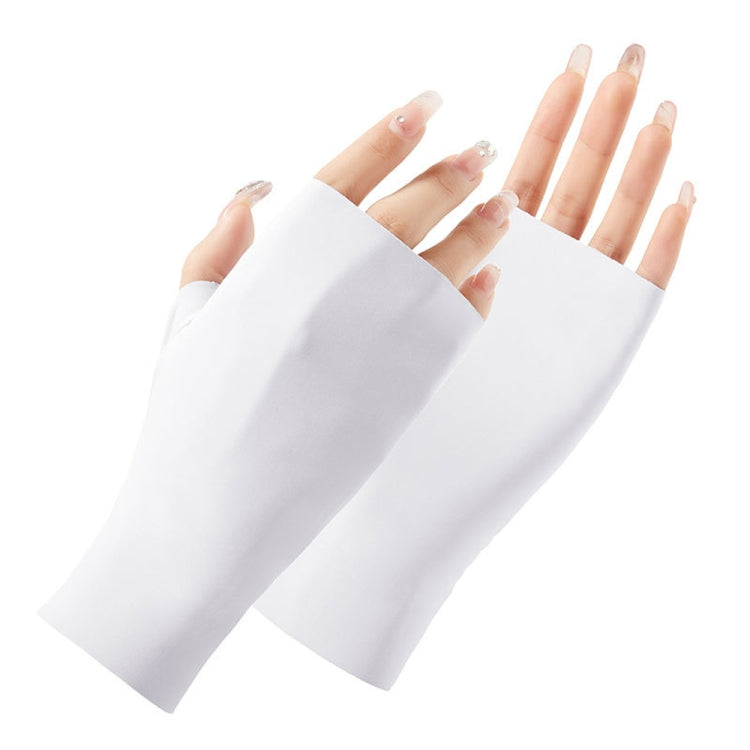 Ladies Sunscreen Gloves Half Finger Ice Silk Gloves,Style: