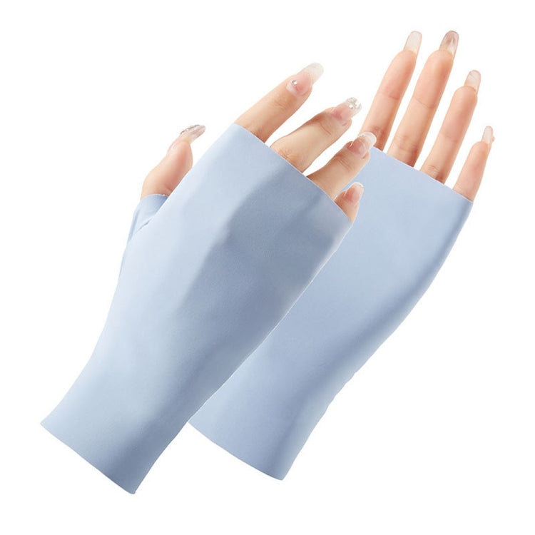 Ladies Sunscreen Gloves Half Finger Ice Silk Gloves,Style: