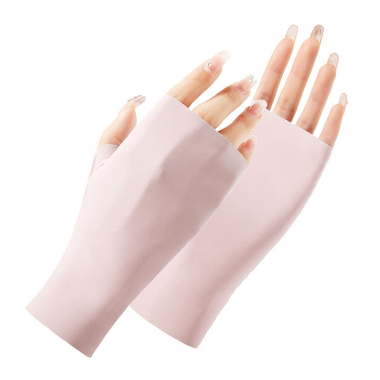 Ladies Sunscreen Gloves Half Finger Ice Silk Gloves,Style: Reluova