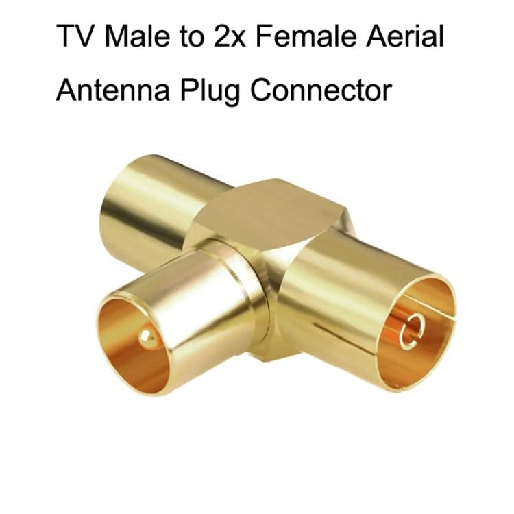 TV Male to 2x Female Aerial Antenna Plug Connector Coaxial Cable Adapter Reluova