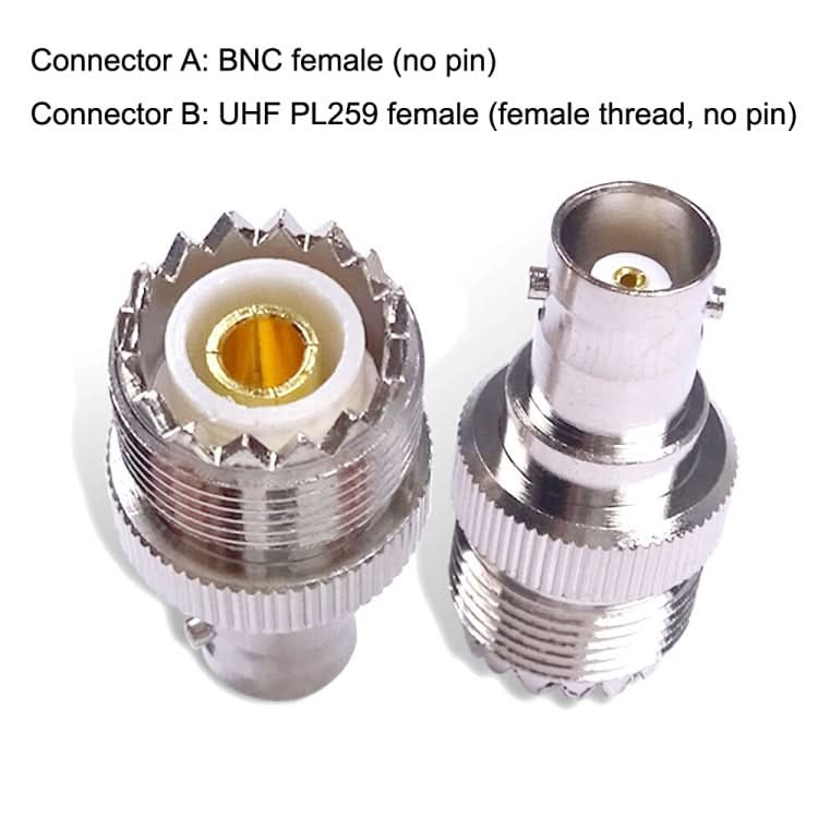 BNC Female Jack To UHF PL-259 Female Straight Type RF Coax Adapter Connector Reluova