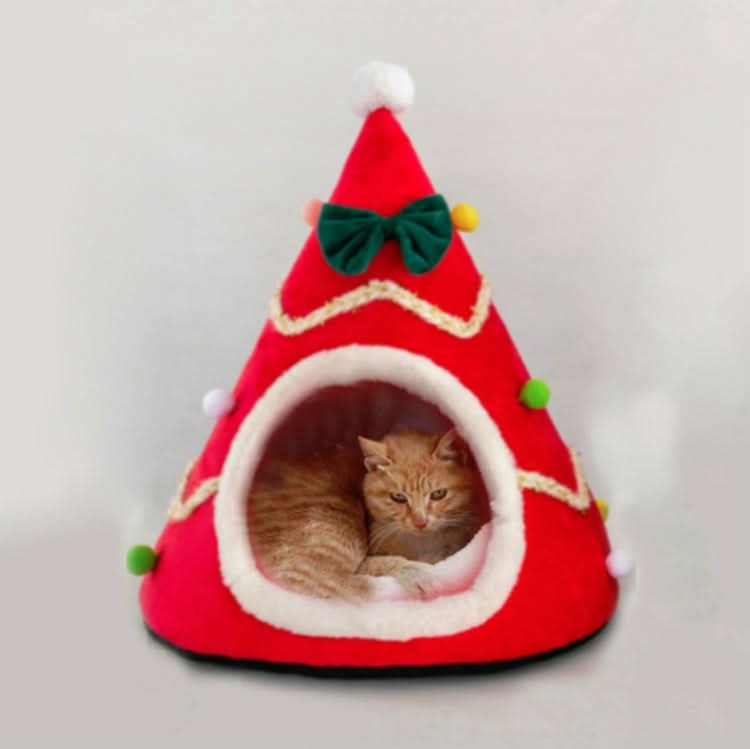 Three-dimensional Sponge Christmas Hat Shaped Pet Bed Nest Warmth Supplies - Reluova