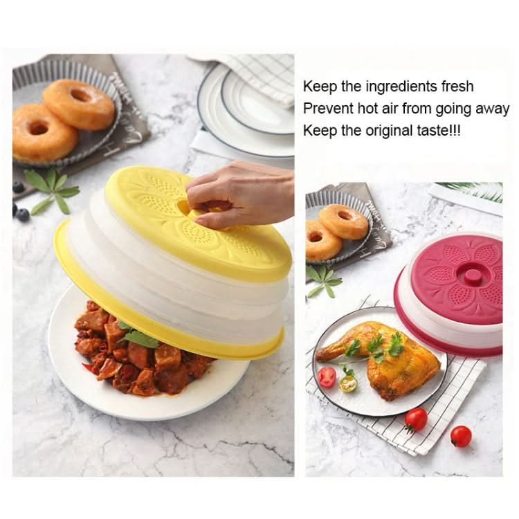 Flower Pattern Plastic Microwave Oven Breathable Splash-proof Food Cover Foldable Fresh-keeping Cover Random Color Delivery - Reluova