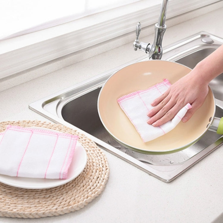 2pcs Bamboo Fiber Dish Cloth Household Rag Eight-layer Thickened Non-stick Oil Cleaning Rag Random Color