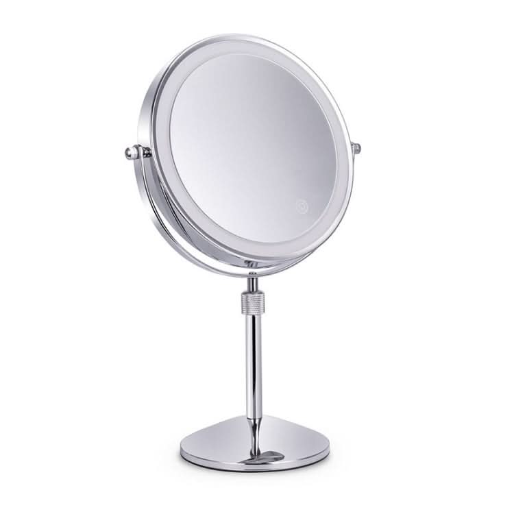 Desktop Double-SidedRound LED Luminous Makeup Mirror Liftable Magnifying Mirror Reluova