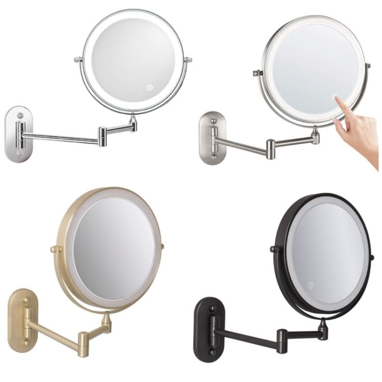 8 Inch Wall-Mounted Double-Sided Makeup Mirror LED Three-Tone Light Bathroom Mirror White Light-Reluova