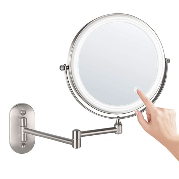 8 Inch Wall-Mounted Double-Sided Makeup Mirror LED Three-Tone Light Bathroom Mirror White Light-Reluova