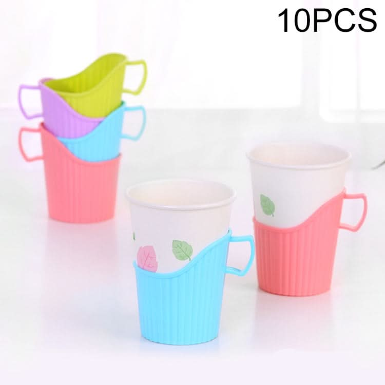 10 PCS Disposable Paper Cup Holder Plastic Anti-scald Heat Insulation Cup Holder - Reluova