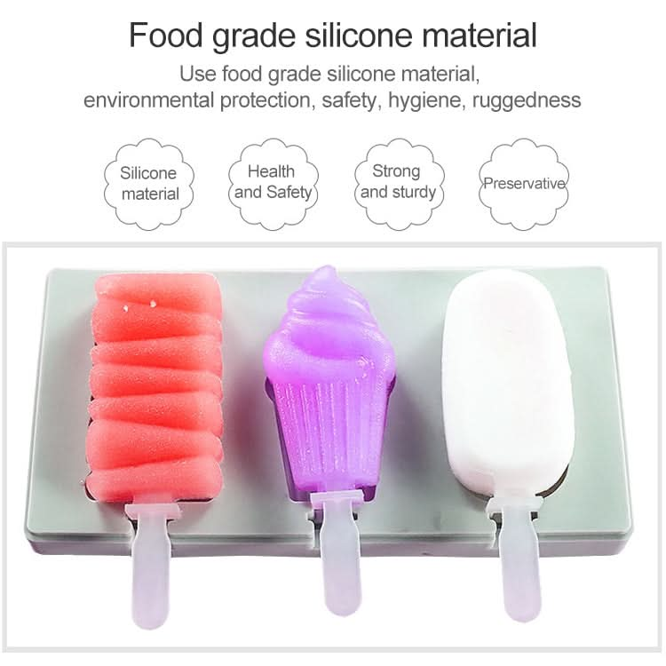 Silicone Cartoon Homemade Handmade DIY Ice Cream Popsicle Mould with Lid, Color Random Delivery - Reluova