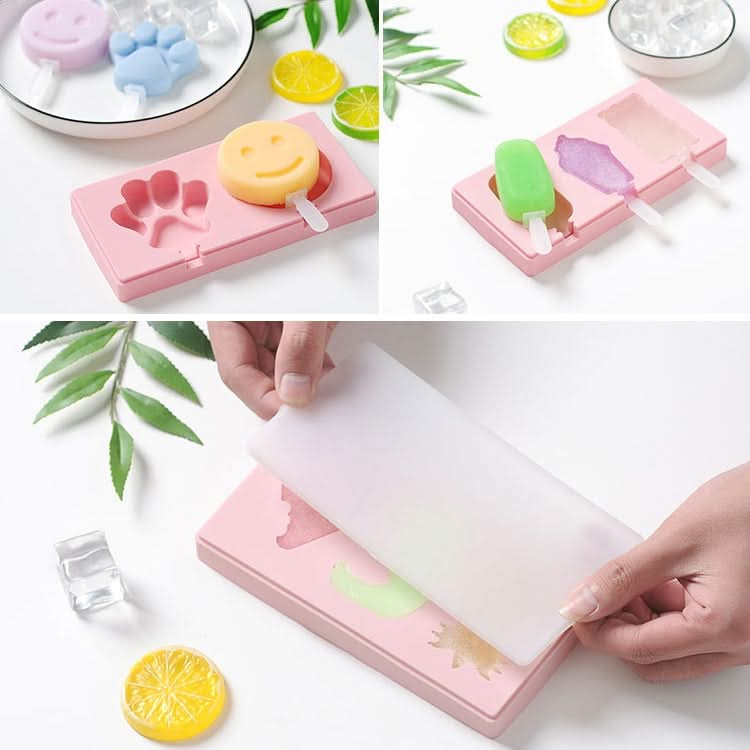 Silicone Cartoon Homemade Handmade DIY Ice Cream Popsicle Mould with Lid, Color Random Delivery - Reluova