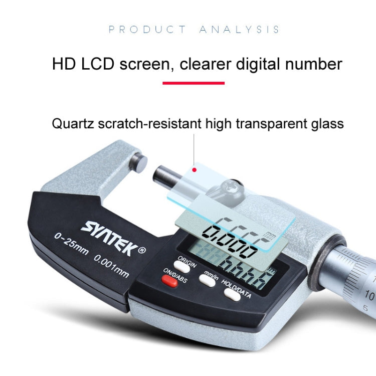 Digital Display Outer Diameter Micrometer 0.001mm High Precision Electronic Spiral Micrometer Thickness Gauge Reluova