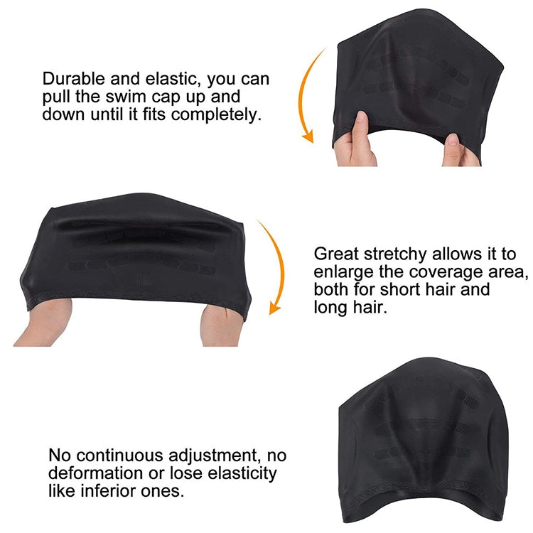 Silicone Ear Protection Waterproof Swimming Cap for Adults with Long Hair