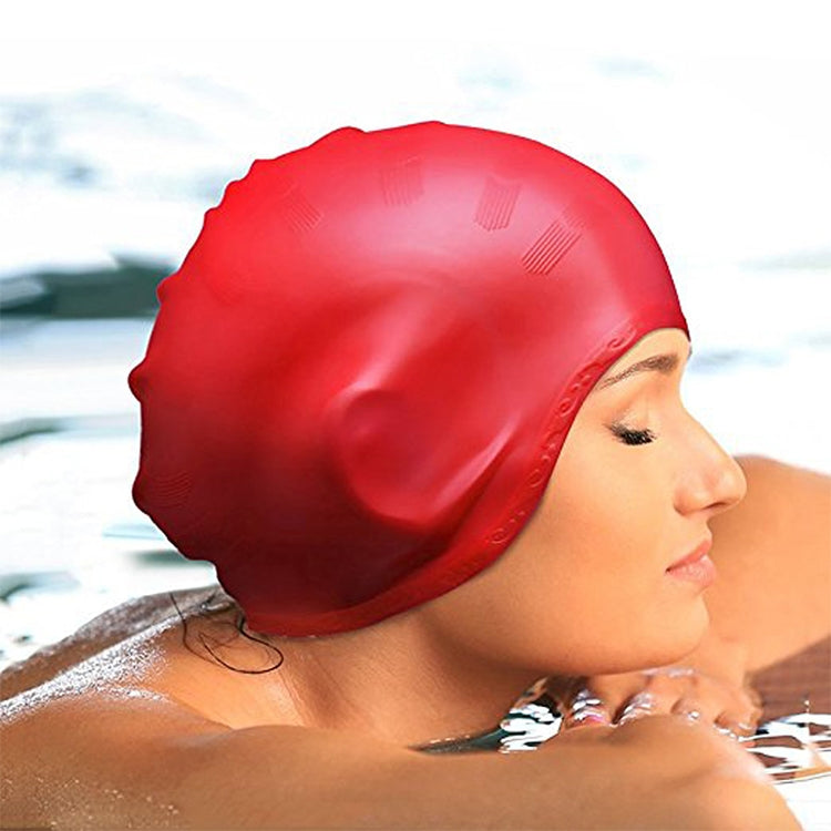 Silicone Ear Protection Waterproof Swimming Cap for Adults with Long Hair Reluova