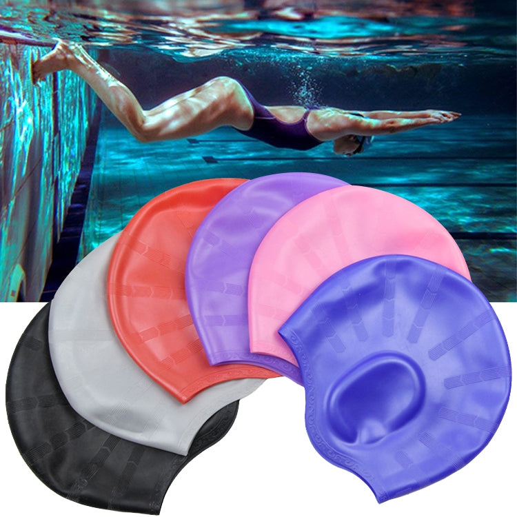 Silicone Ear Protection Waterproof Swimming Cap for Adults with Long Hair