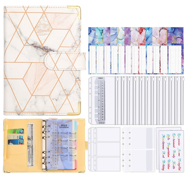 A6 Loose-leaf Notebook Budget Book Marbled Handbook,Style: