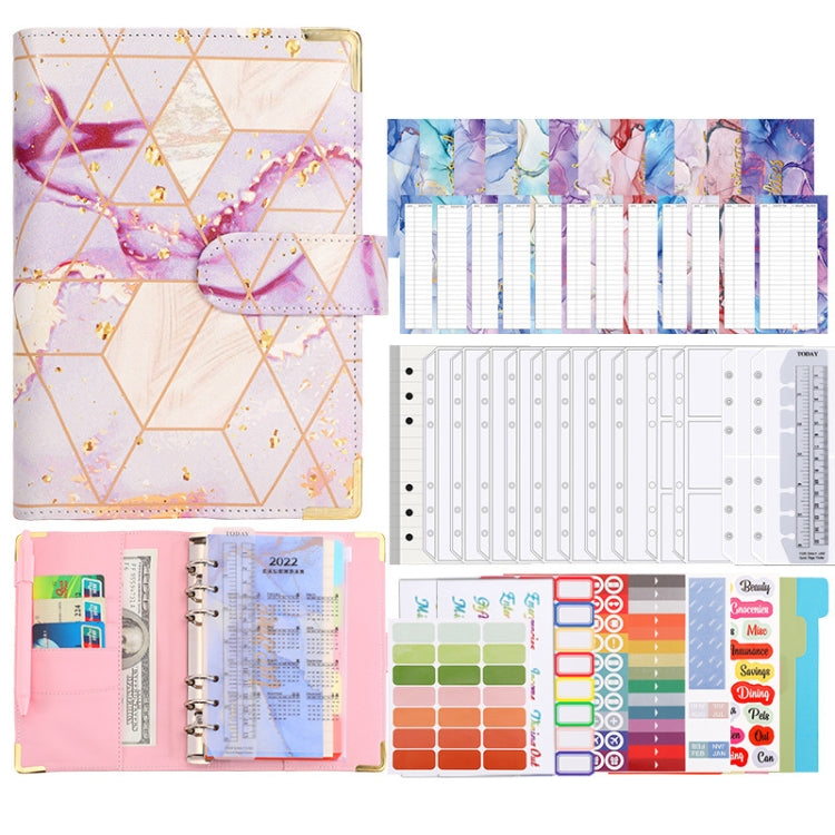 A6 Loose-leaf Notebook Budget Book Marbled Handbook,Style: