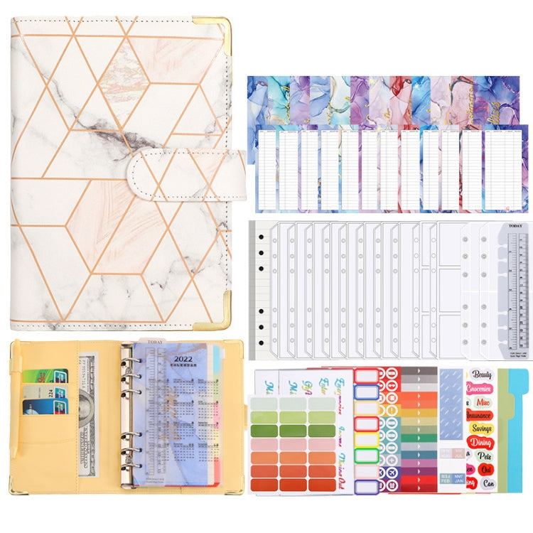 A6 Loose-leaf Notebook Budget Book Marbled Handbook,Style: