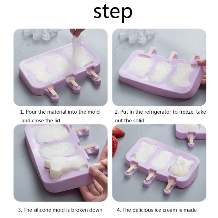 Silicone Cartoon Children Homemade Popsicle Ice Cream Mold Set with Wooden Sticks - Reluova