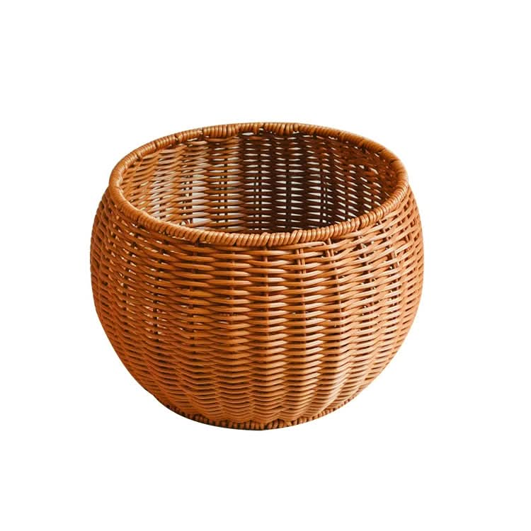 Round Snack Basket Rattan Woven Home Fruit and Vegetable Storage Basket Kitchen Drain Basket - Reluova