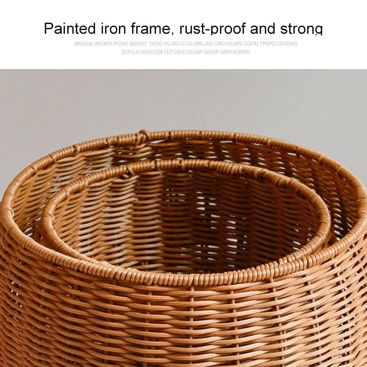 Round Snack Basket Rattan Woven Home Fruit and Vegetable Storage Basket Kitchen Drain Basket - Reluova