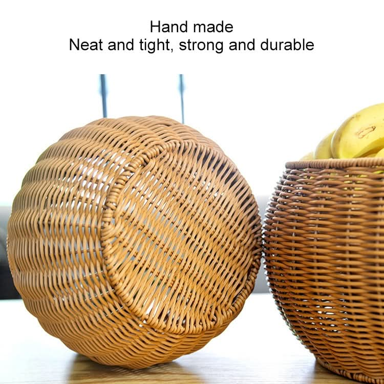 Round Snack Basket Rattan Woven Home Fruit and Vegetable Storage Basket Kitchen Drain Basket - Reluova