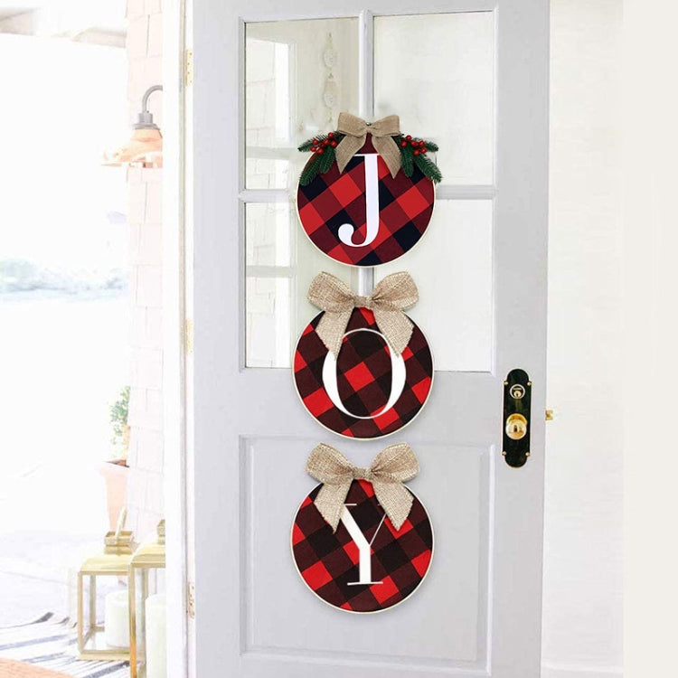 Christmas Decorations Home Windows And Doors Staircase Scene Layout DIY Red And Black Grid Christmas Wreath