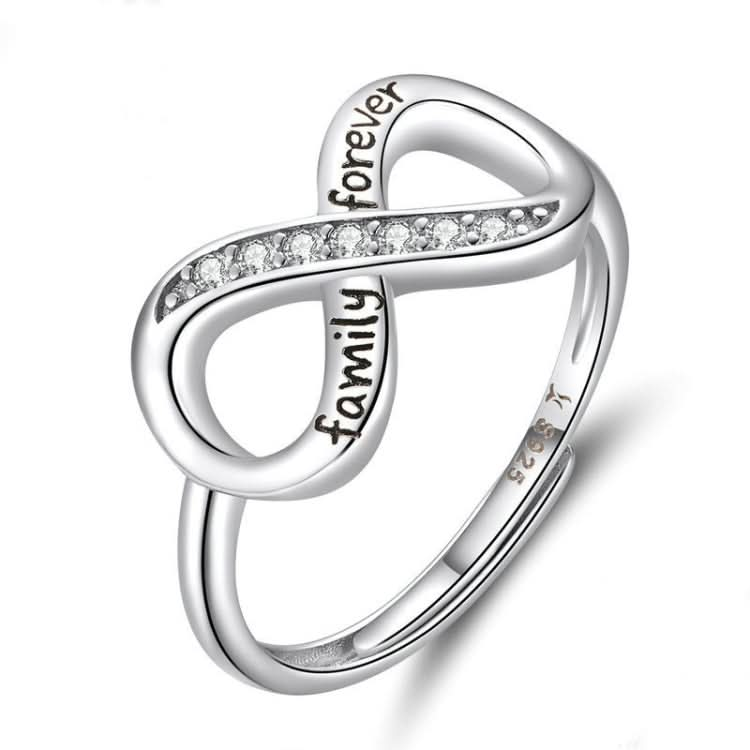 S925 Sterling Silver Ring Infinite Love Opening Adjustable Platinum Plated Ring Reluova