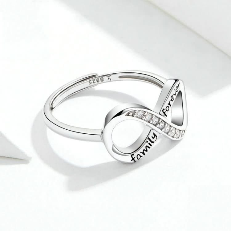 S925 Sterling Silver Ring Infinite Love Opening Adjustable Platinum Plated Ring Reluova