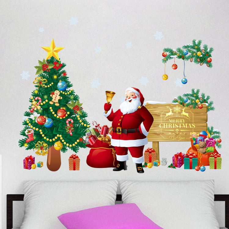 Christmas Tree Santa Claus Wall Sticker Living Room Bedroom Background Removable Mural