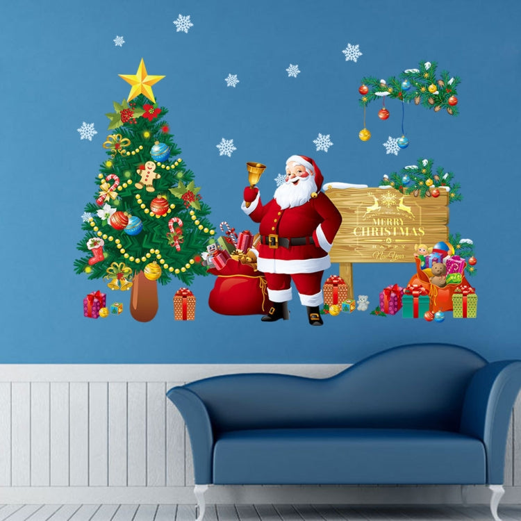 Christmas Tree Santa Claus Wall Sticker Living Room Bedroom Background Removable Mural