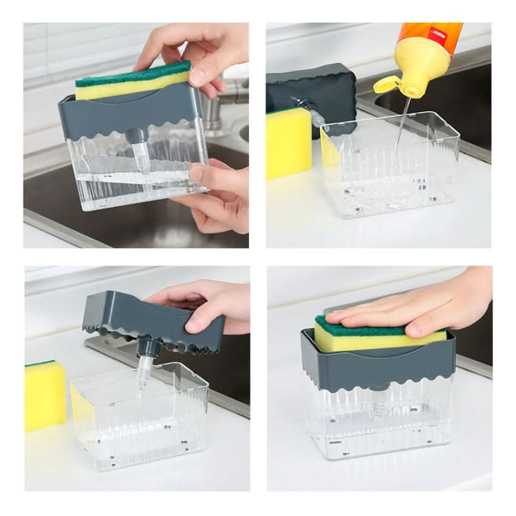 Cleaning Cloth Dishwashing Brush Liquid Box Kitchen Brush Detergent Mixer Press Plastic Soap Box - Reluova