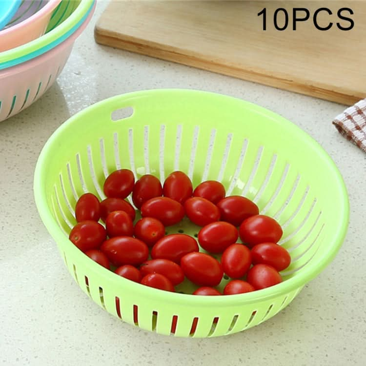 10 PCS Round Hollow Plastic Drain Basket Kitchen Fruit and Vegetable Storage Basket - Reluova 