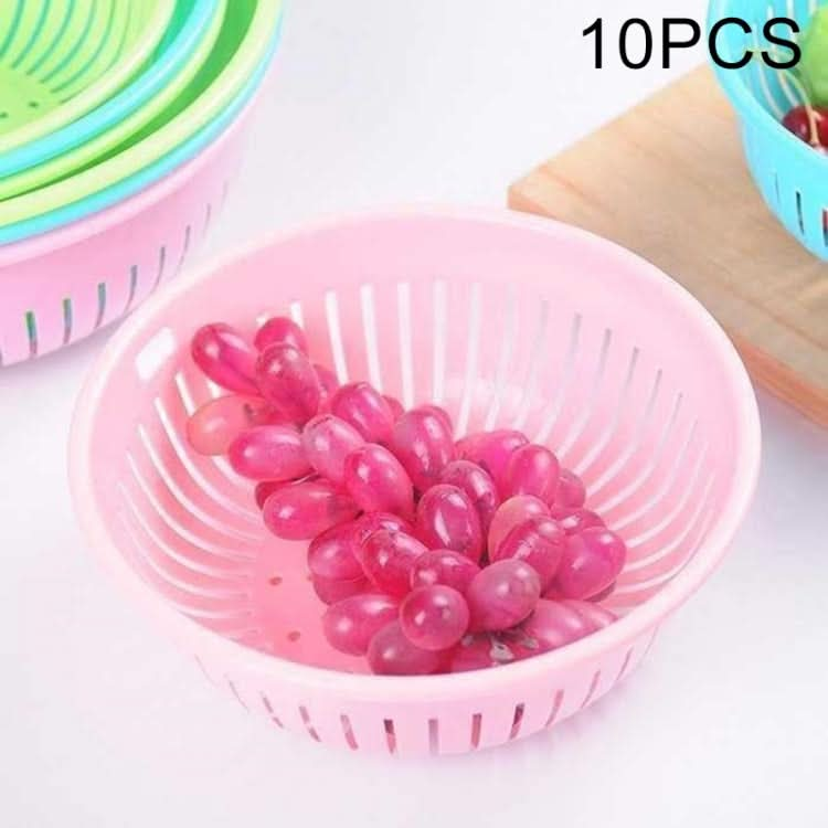 10 PCS Round Hollow Plastic Drain Basket Kitchen Fruit and Vegetable Storage Basket - Reluova 