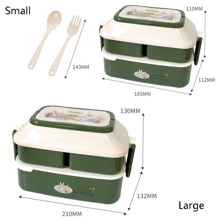 Cute Rabbit Double Layer Plastic Lunch Box Large Capacity Portable Lunch Box, Style: - Reluova