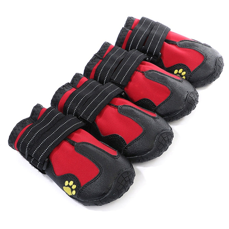 4 in 1 Autumn Winter Pet Dog Foot Cover Waterproof Shoes, Size:6x4cm(Red)-Reluova