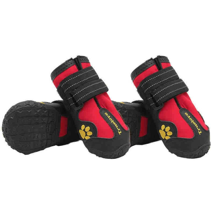 4 in 1 Autumn Winter Pet Dog Foot Cover Waterproof Shoes, Size:6x4cm(Red)-Reluova