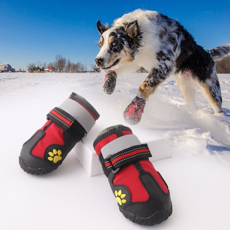 4 in 1 Autumn Winter Pet Dog Foot Cover Waterproof Shoes, Size:6x4cm(Red)-Reluova