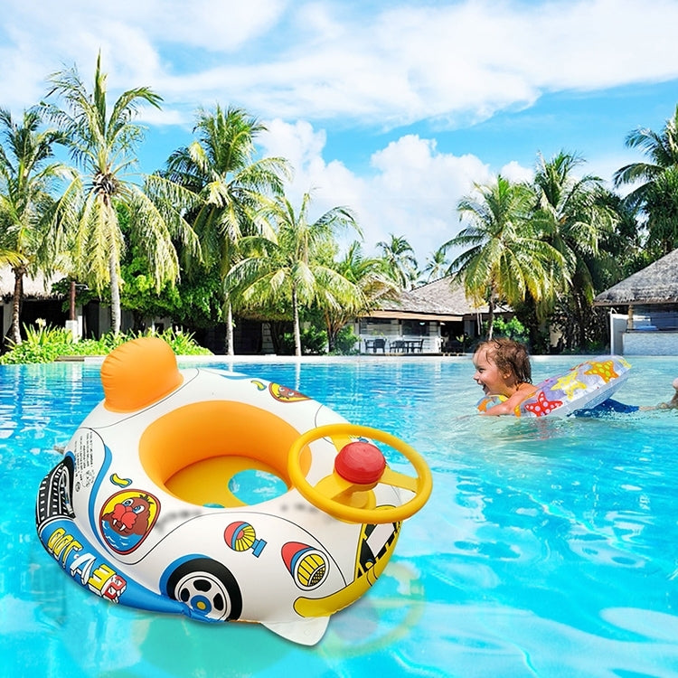 Thickened Car Shape Children Water Swimming Ring Inflatable Swimming Seat with Steering Wheel