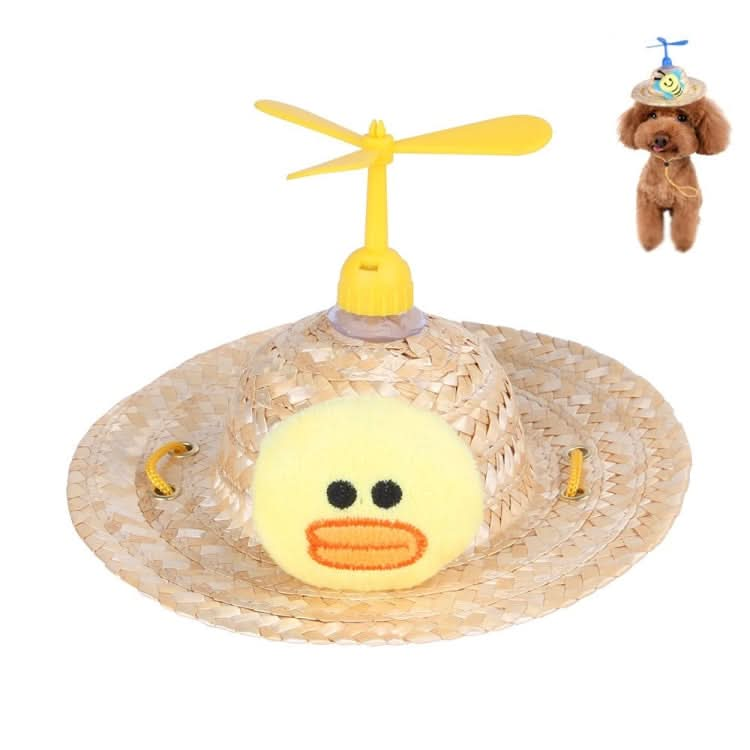 Pet Bamboo Dragonfly Straw Hat Headdress Cat Dog Decoration - Reluova