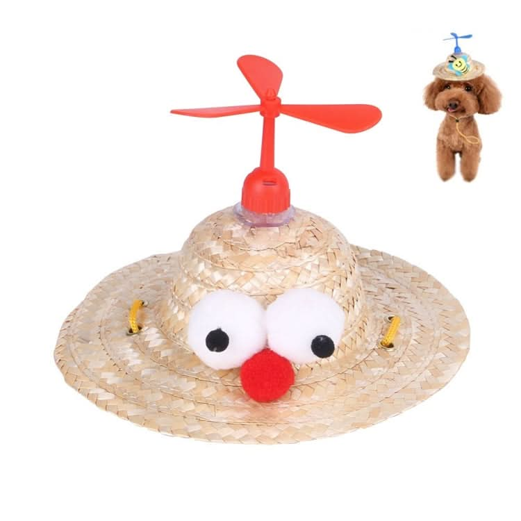 Pet Bamboo Dragonfly Straw Hat Headdress Cat Dog Decoration - Reluova