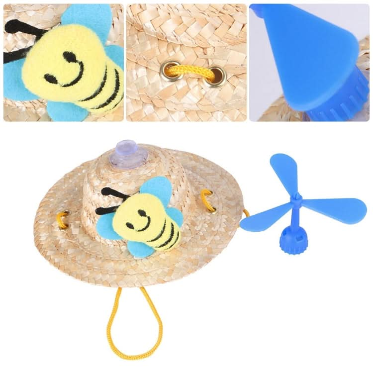 Pet Bamboo Dragonfly Straw Hat Headdress Cat Dog Decoration - Reluova