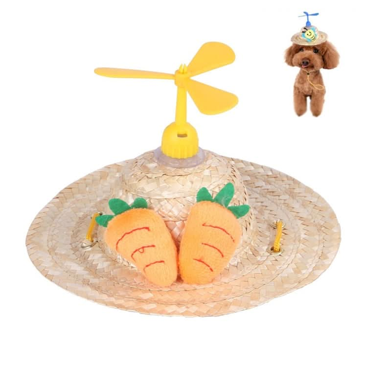 Pet Bamboo Dragonfly Straw Hat Headdress Cat Dog Decoration - Reluova