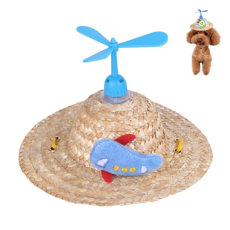 Pet Bamboo Dragonfly Straw Hat Headdress Cat Dog Decoration - Reluova