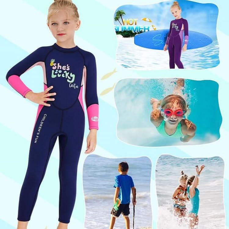 DIVE&SAIL Children Warm Swimsuit One-piece Wetsuit Long Sleeve Cold-proof Snorkeling Surfing Suit Reluova