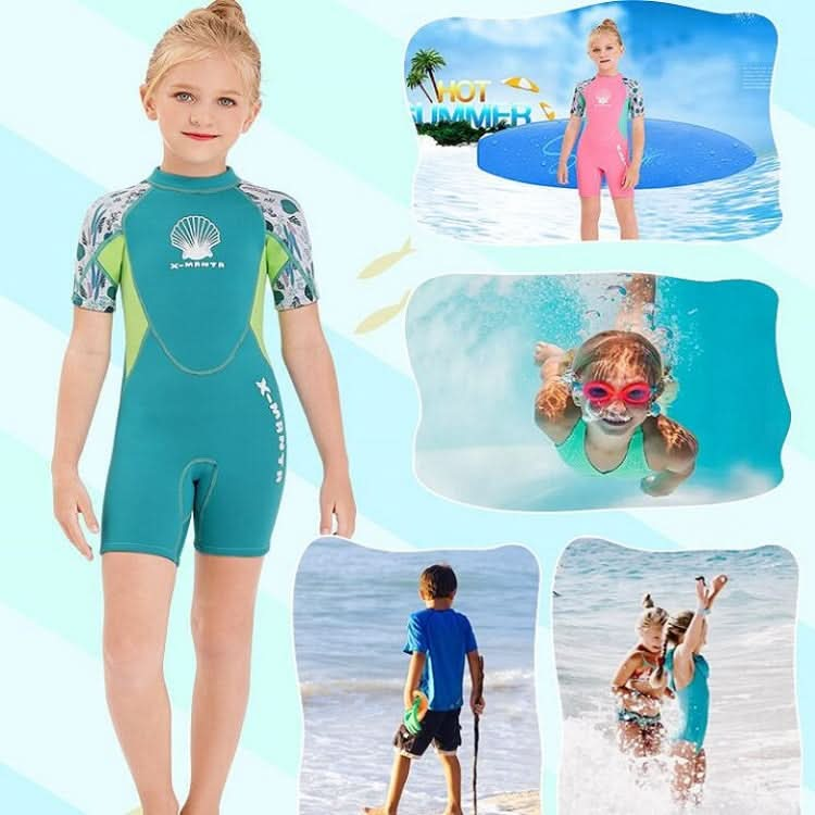 DIVE & SAIL M150656K Children Diving Suit 2.5mm One-piece Warm Swimsuit Short-sleeved Cold-proof Snorkeling Surfing Anti-jellyfish Suit Reluova