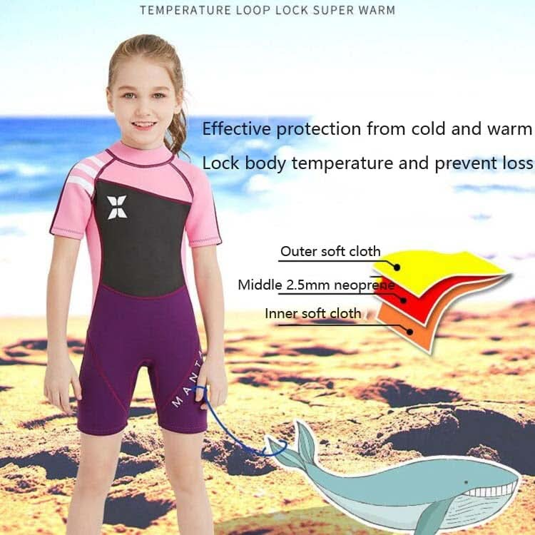 DIVE & SAIL WS-18813 2.5mm Children Warm Diving Suit One-piece Short-sleeved Sunscreen Snorkeling Suit Drifting Cold-proof Swimming Suit Reluova