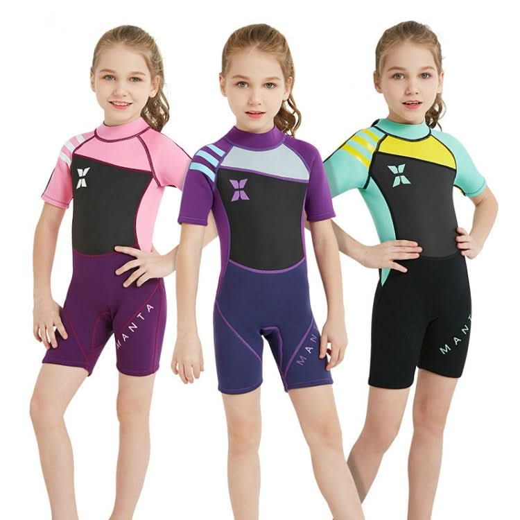 DIVE & SAIL WS-18813 2.5mm Children Warm Diving Suit One-piece Short-sleeved Sunscreen Snorkeling Suit Drifting Cold-proof Swimming Suit Reluova