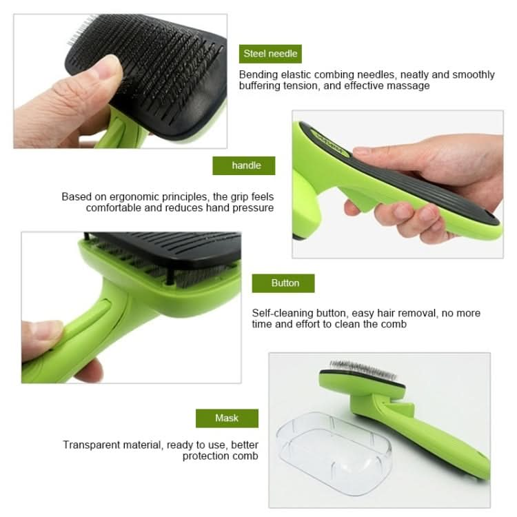 Pet Hair Removal Comb Automatic Hair Removal Brush Dog Hair Grooming Comb Cleaning Supplies - Reluova