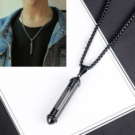 OPK 1573 Men Classic Cylindrical Openable Perfume Bottle Pendant Necklace Reluova